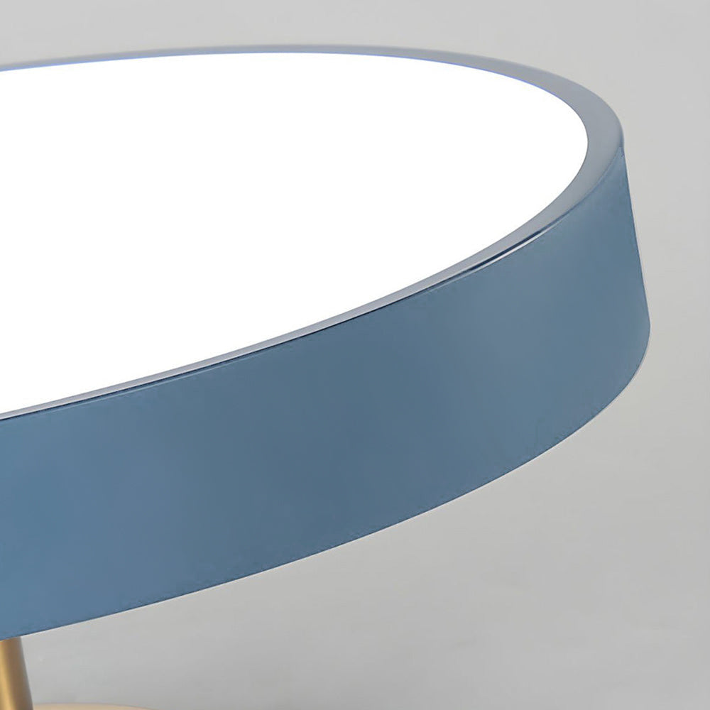 Round LED ceiling light with acrylic shade for living and bedroom spaces