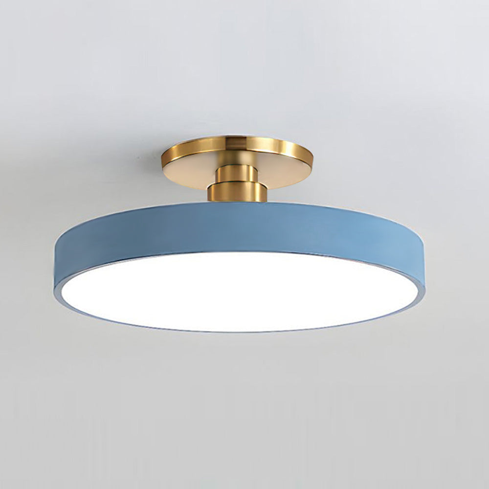 Round LED ceiling light with acrylic shade for living and bedroom spaces