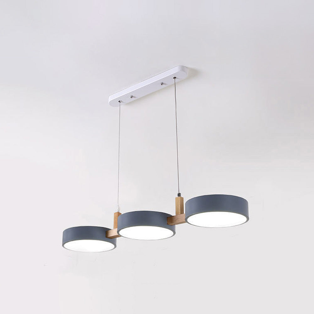 Flat Nordic-style LED ceiling light with wood and metal accents