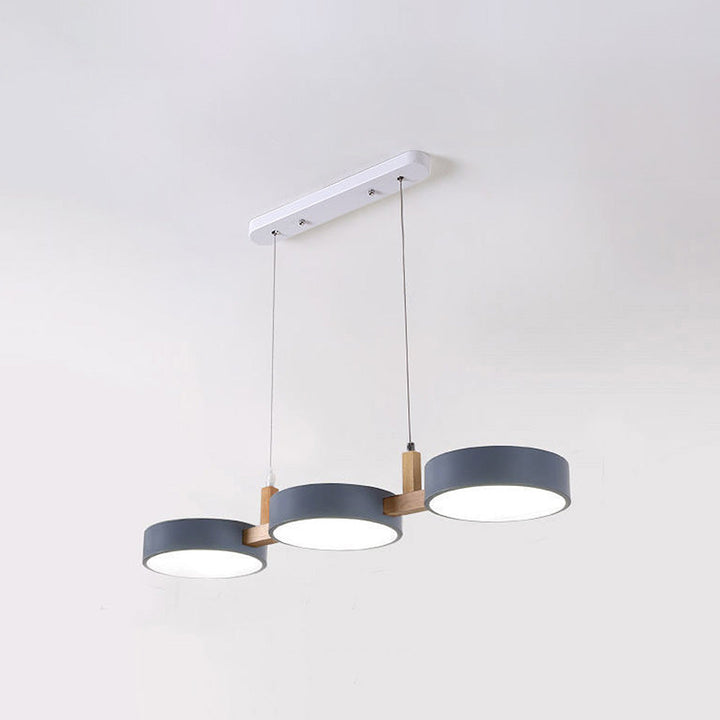 Flat Nordic-style LED ceiling light with wood and metal accents