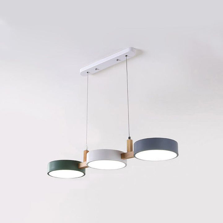 Flat Nordic-style LED ceiling light with wood and metal accents