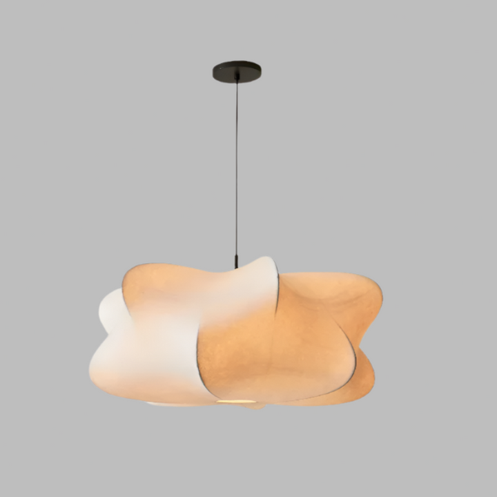 Silk Japanese pendant light with wabi-sabi inspired design