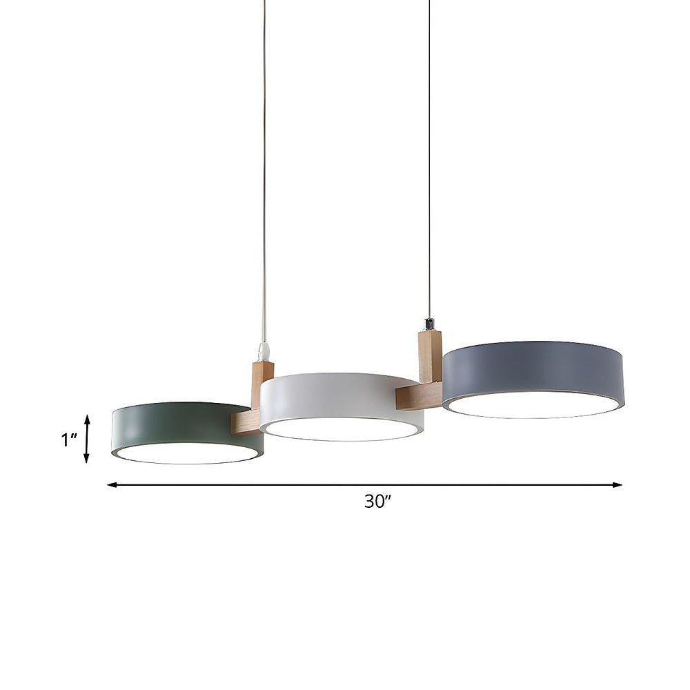 Flat Nordic-style LED ceiling light with wood and metal accents