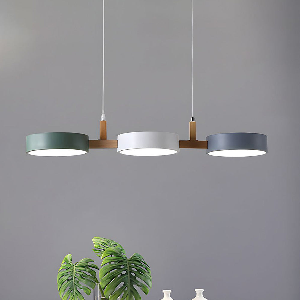 Flat Nordic-style LED ceiling light with wood and metal accents