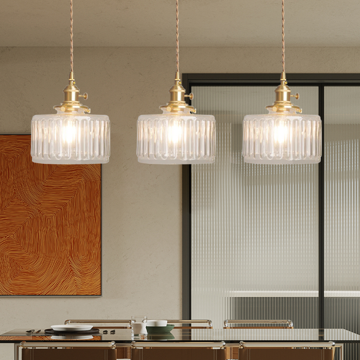 Vintage crystal glass pendant light with adjustable height