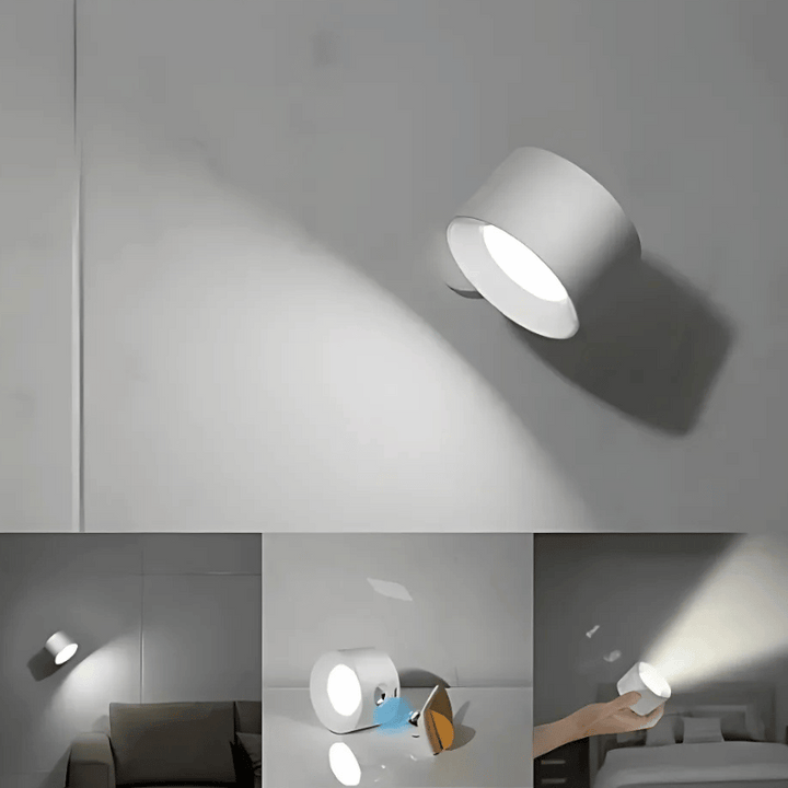 Rechargeable cordless LED wall light with 360° rotation