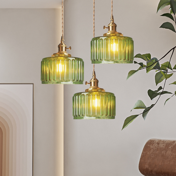 Vintage crystal glass pendant light with adjustable height