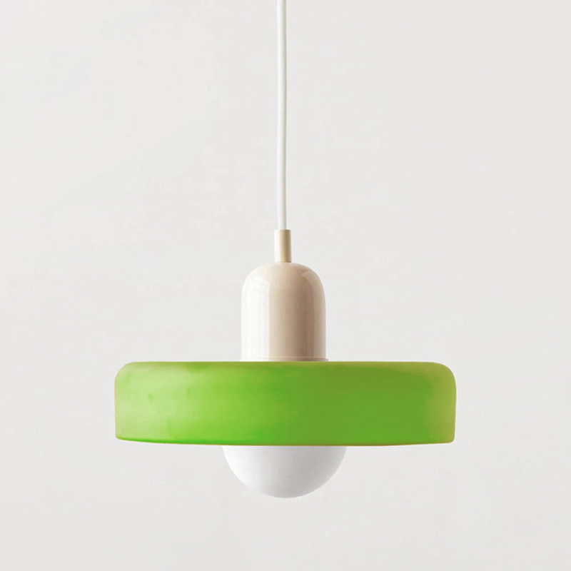 Stained glass Bauhaus-style pendant light with adjustable cable
