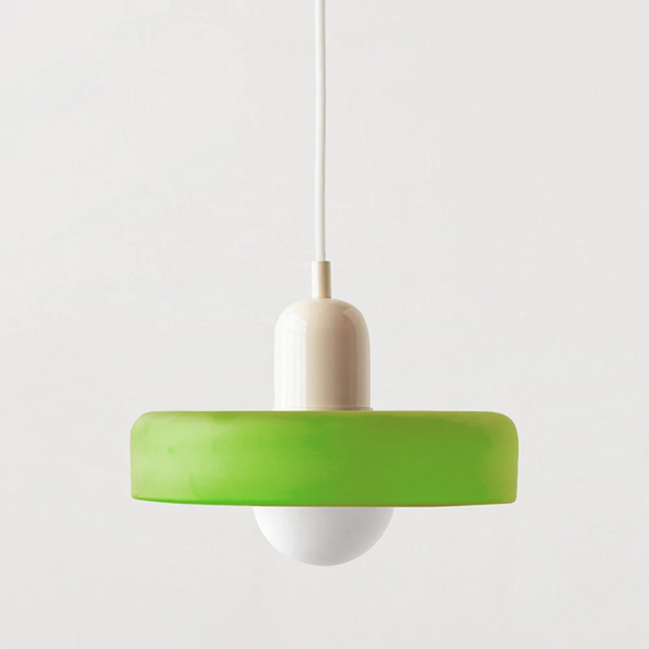 Stained glass Bauhaus-style pendant light with adjustable cable