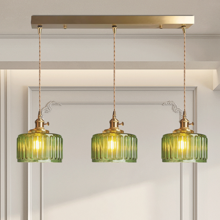 Vintage crystal glass pendant light with adjustable height