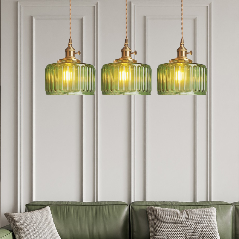 Vintage crystal glass pendant light with adjustable height