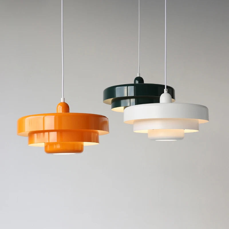 Italian-style iron pendant light with vintage Bauhaus flair