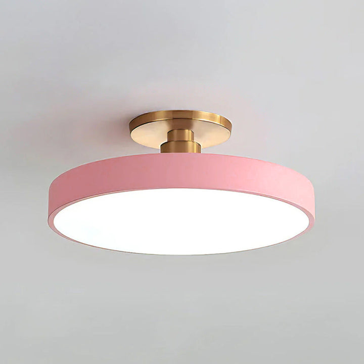 Round LED ceiling light with acrylic shade for living and bedroom spaces