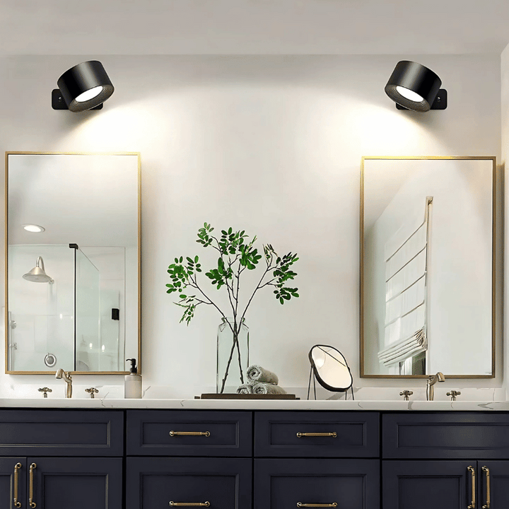 Rechargeable cordless LED wall light with 360° rotation