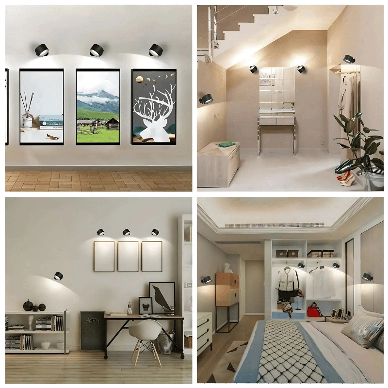 Rechargeable cordless LED wall light with 360° rotation