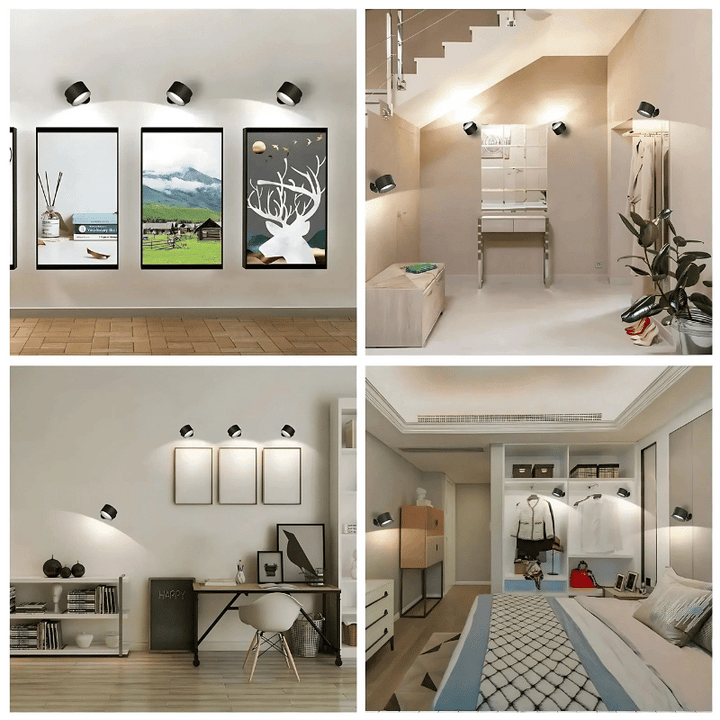Rechargeable cordless LED wall light with 360° rotation