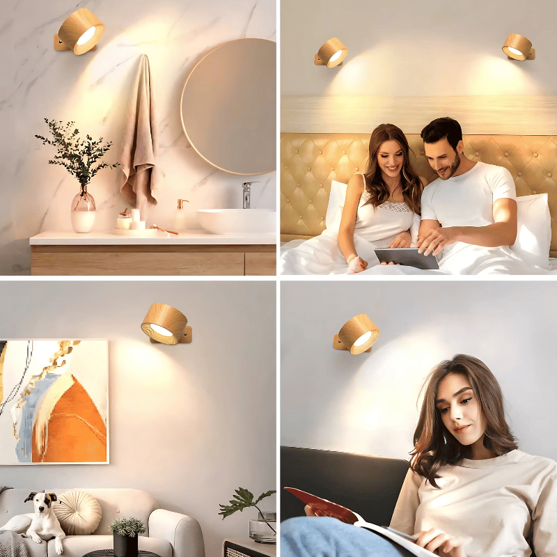 Rechargeable cordless LED wall light with 360° rotation