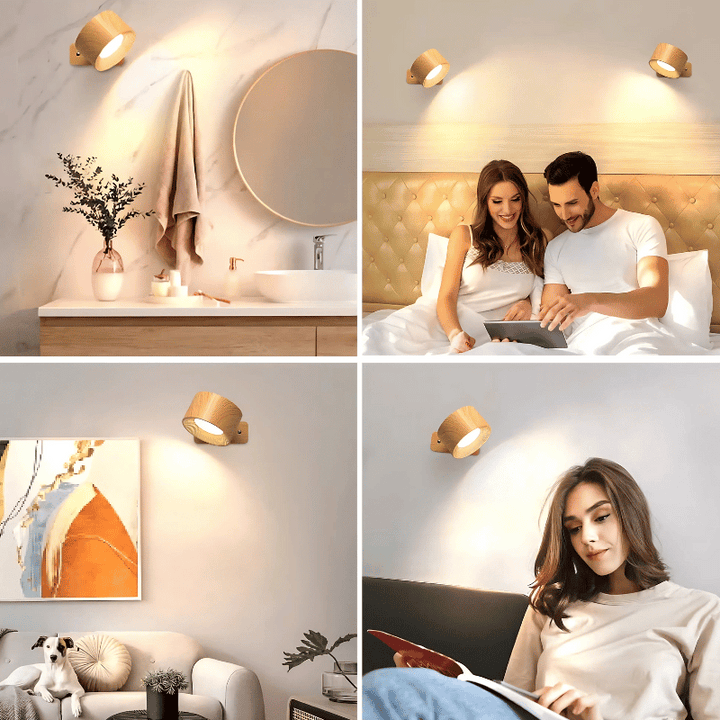 Rechargeable cordless LED wall light with 360° rotation