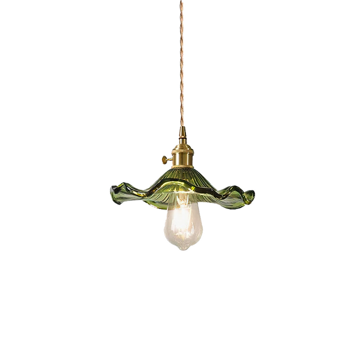 Hibiscus flower pendant light – glass and brass ceiling lamp