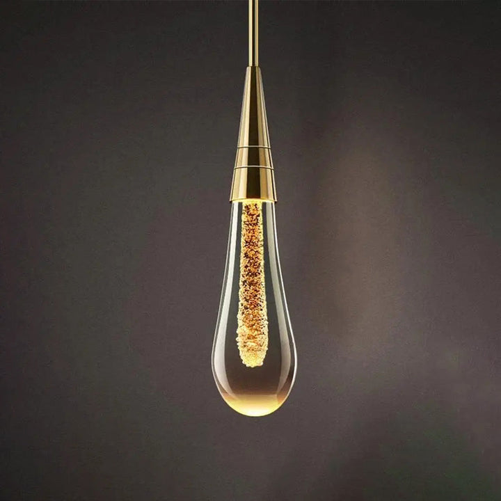 Elegant glass wall light with gold water-drop design