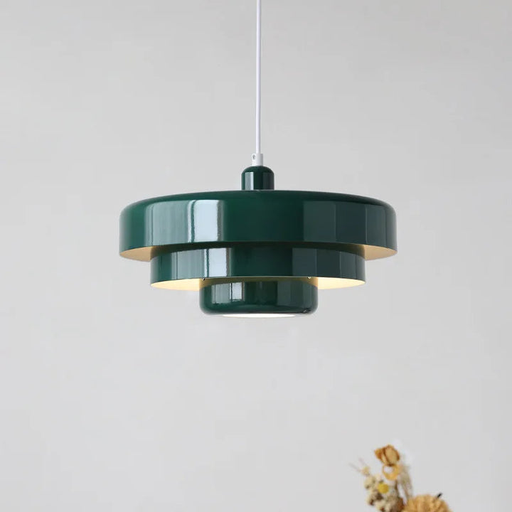 Italian-style iron pendant light with vintage Bauhaus flair