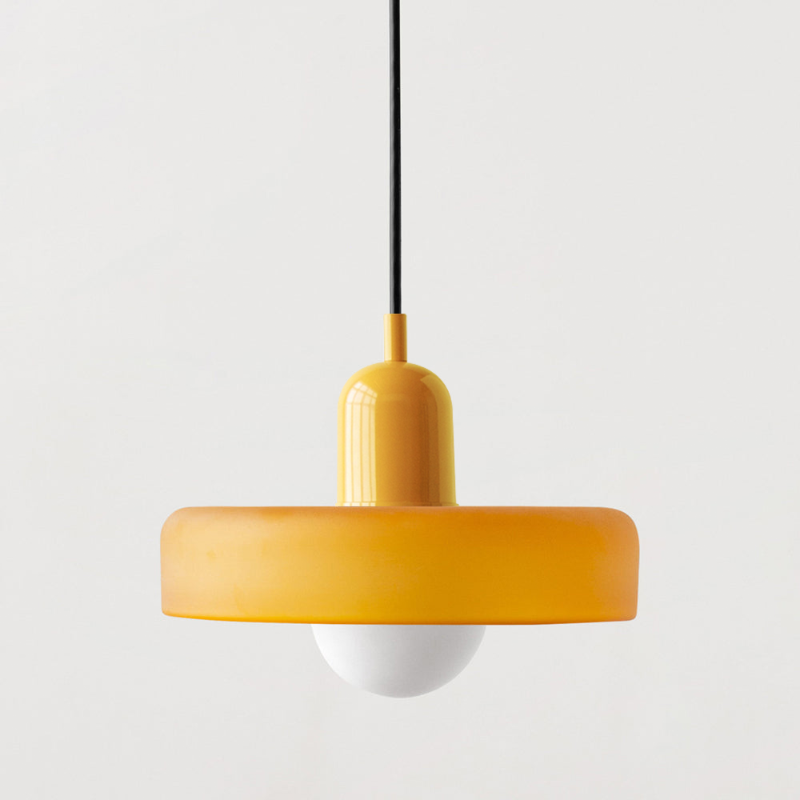Stained glass Bauhaus-style pendant light with adjustable cable