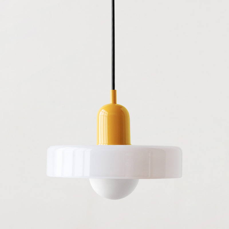 Stained glass Bauhaus-style pendant light with adjustable cable