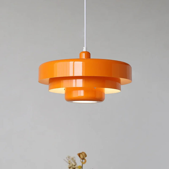Italian-style iron pendant light with vintage Bauhaus flair