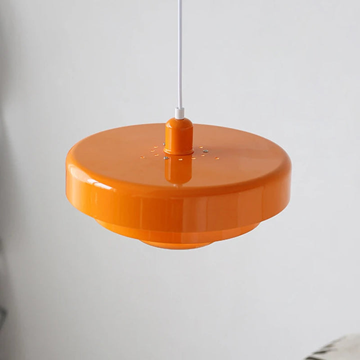 Italian-style iron pendant light with vintage Bauhaus flair