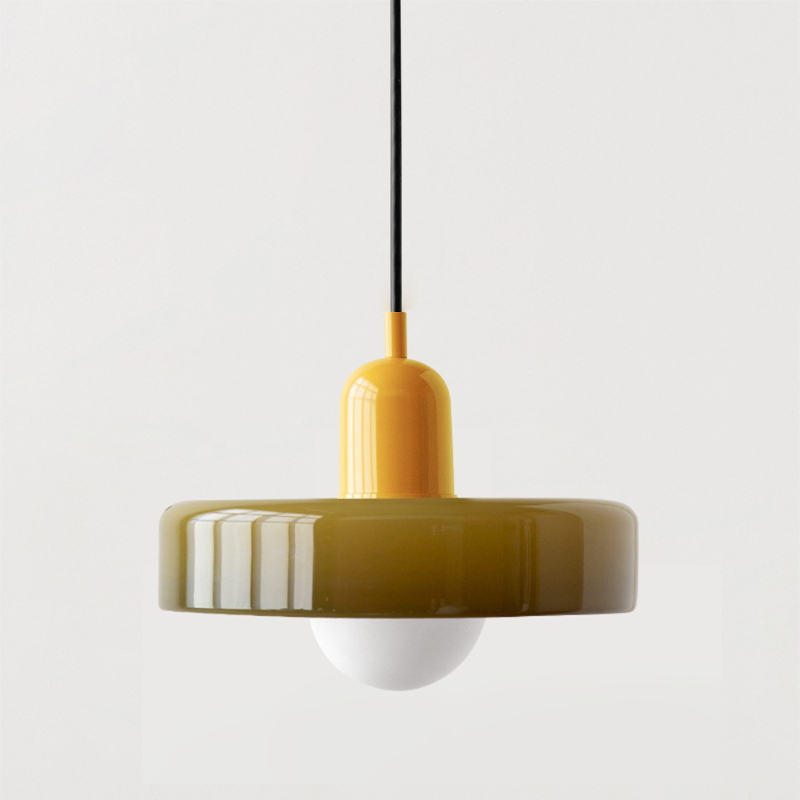 Stained glass Bauhaus-style pendant light with adjustable cable
