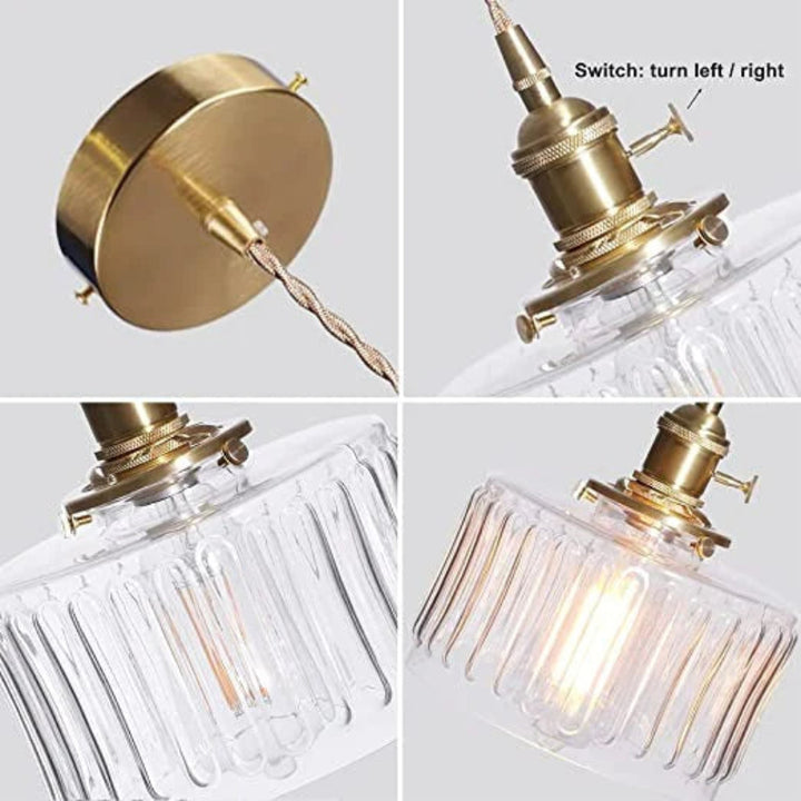 Vintage crystal glass pendant light with adjustable height