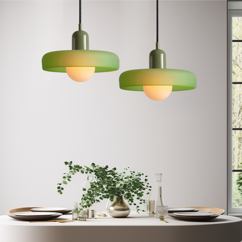 Stained glass Bauhaus-style pendant light with adjustable cable