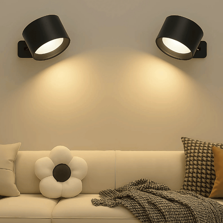 Rechargeable cordless LED wall light with 360° rotation