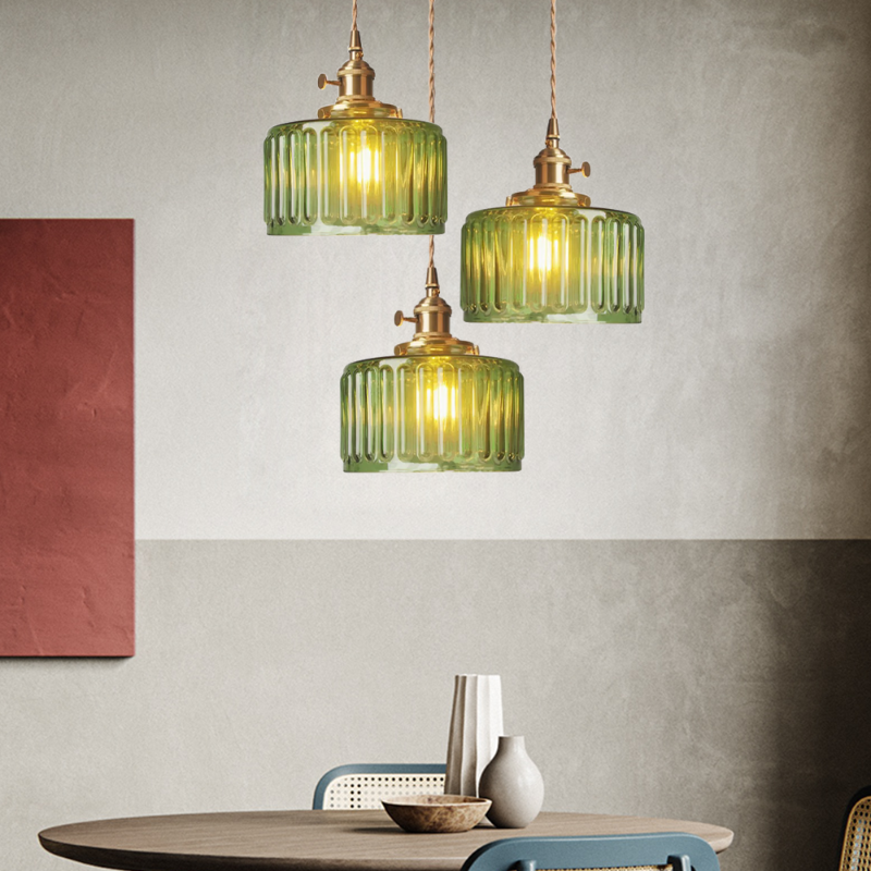 Vintage crystal glass pendant light with adjustable height