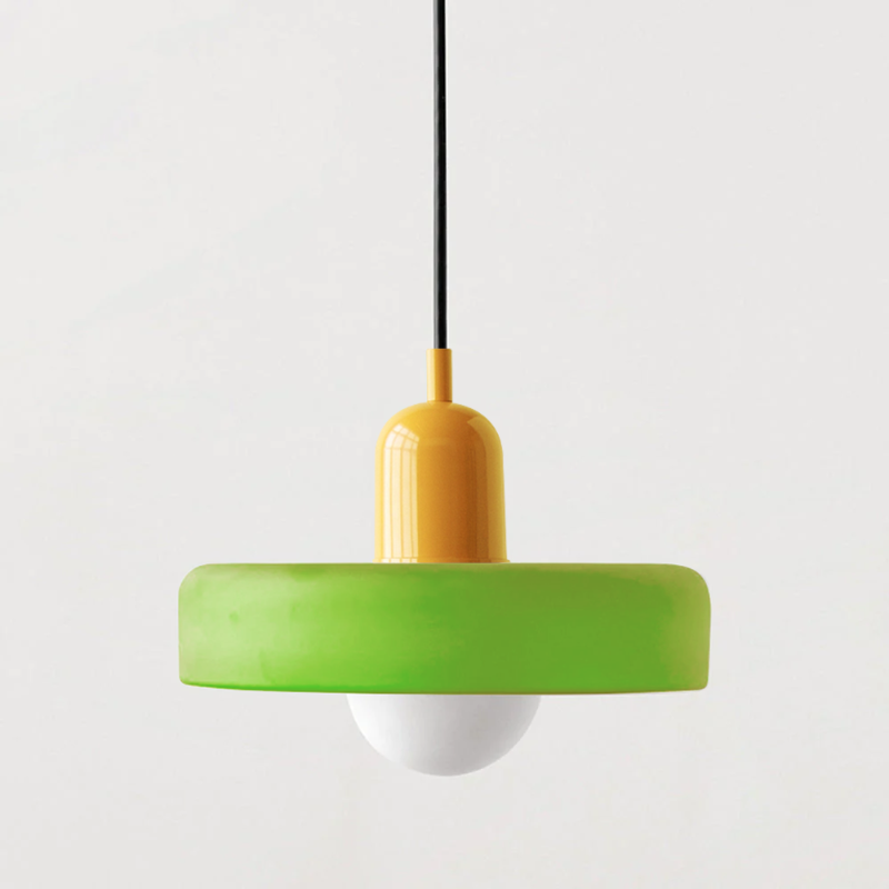 Stained glass Bauhaus-style pendant light with adjustable cable