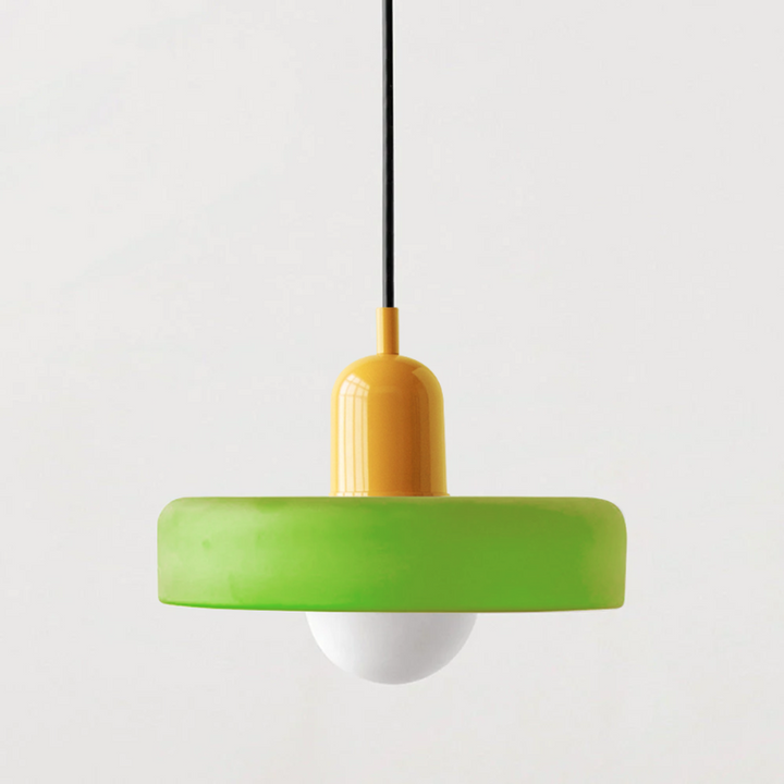 Stained glass Bauhaus-style pendant light with adjustable cable