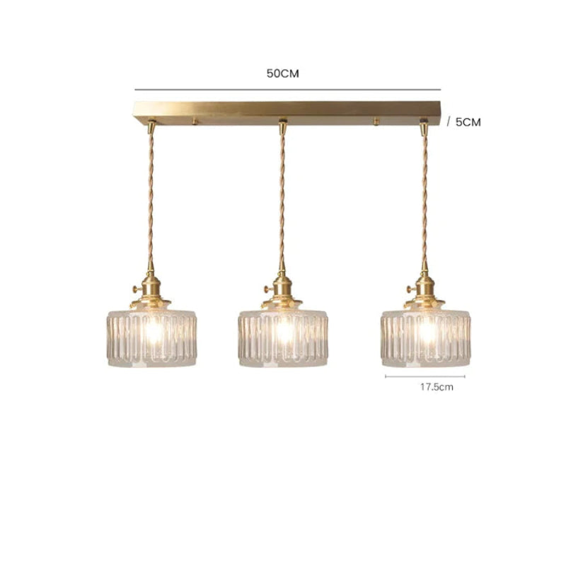Vintage crystal glass pendant light with adjustable height