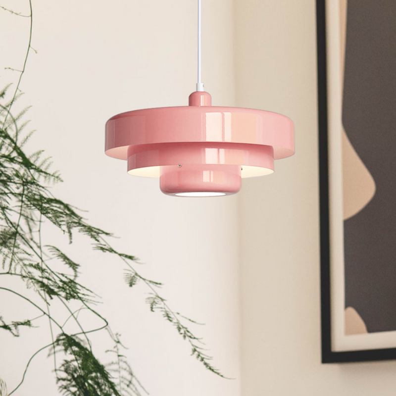 Italian-style iron pendant light with vintage Bauhaus flair