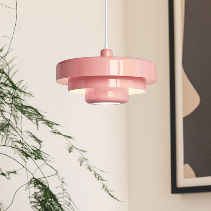 Italian-style iron pendant light with vintage Bauhaus flair