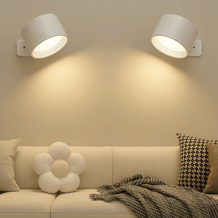 Rechargeable cordless LED wall light with 360° rotation