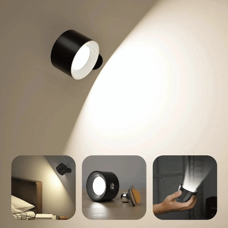 Rechargeable cordless LED wall light with 360° rotation