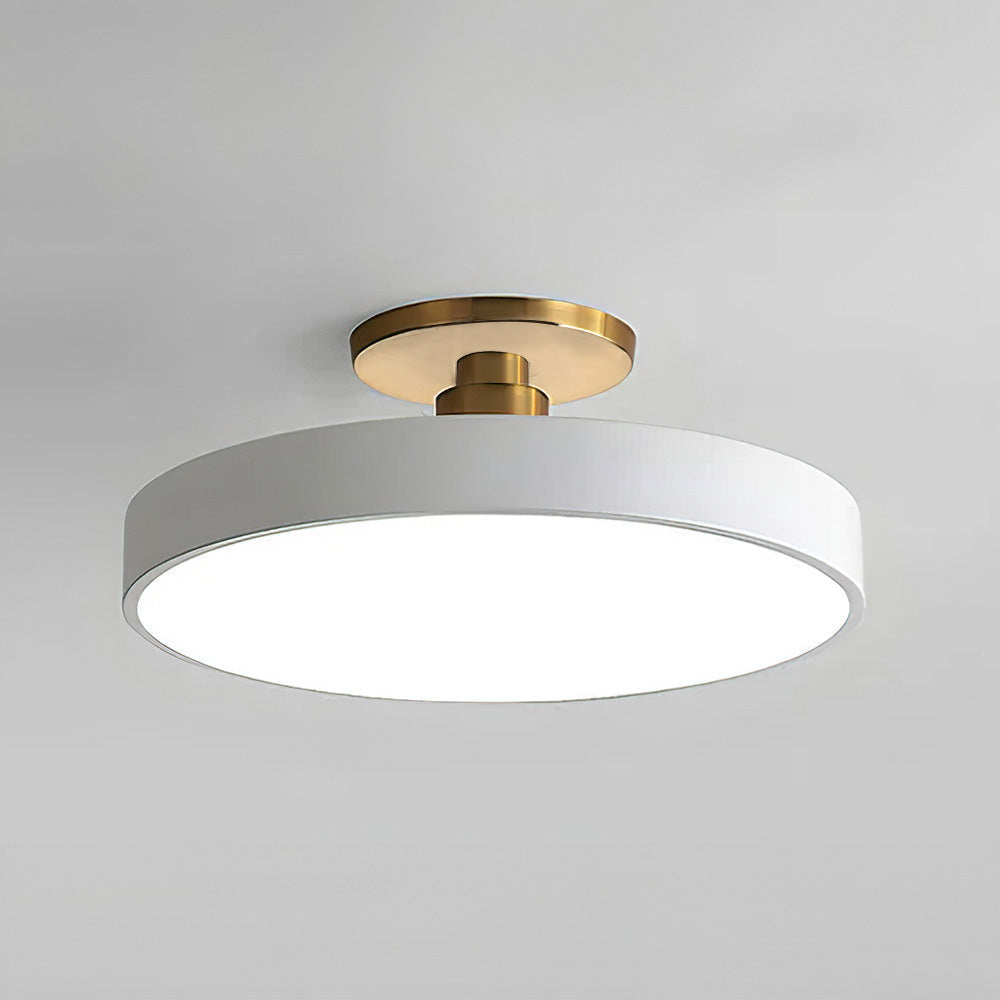 Round LED ceiling light with acrylic shade for living and bedroom spaces