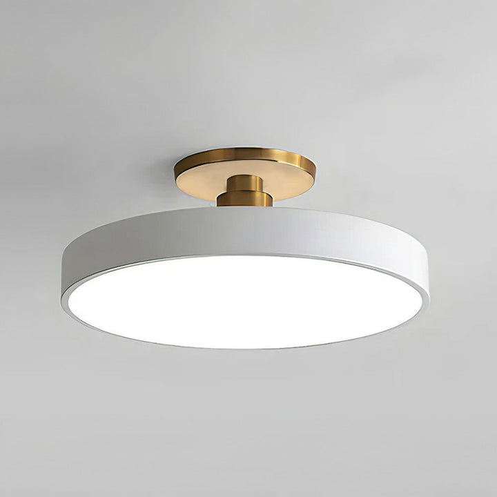 Round LED ceiling light with acrylic shade for living and bedroom spaces
