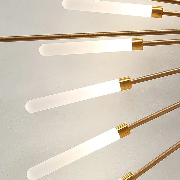 Modern firework-style LED ceiling light in gold and black