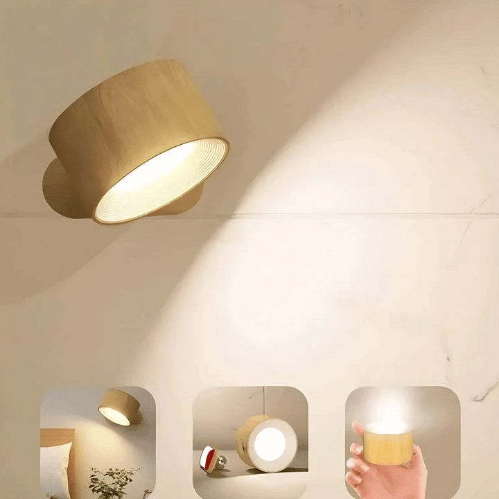 Rechargeable cordless LED wall light with 360° rotation