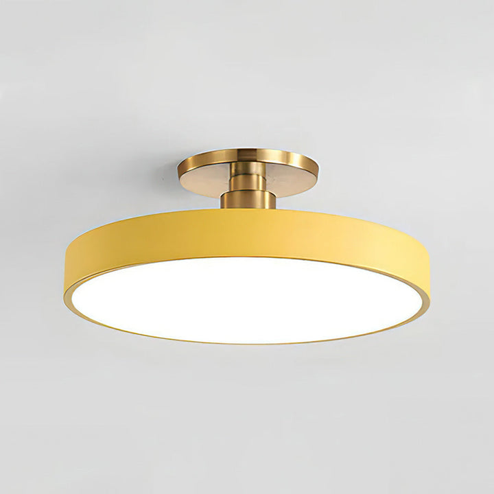 Round LED ceiling light with acrylic shade for living and bedroom spaces