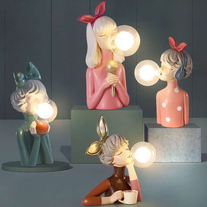 Artisan-style table lamp with handcrafted wood base and textile shade