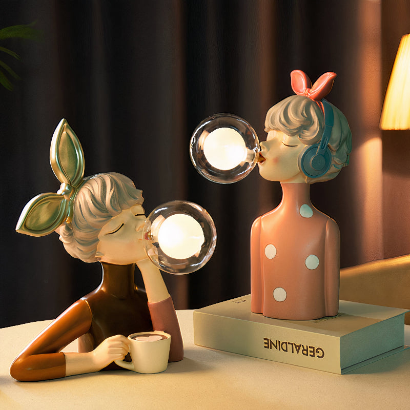 Artisan-style table lamp with handcrafted wood base and textile shade