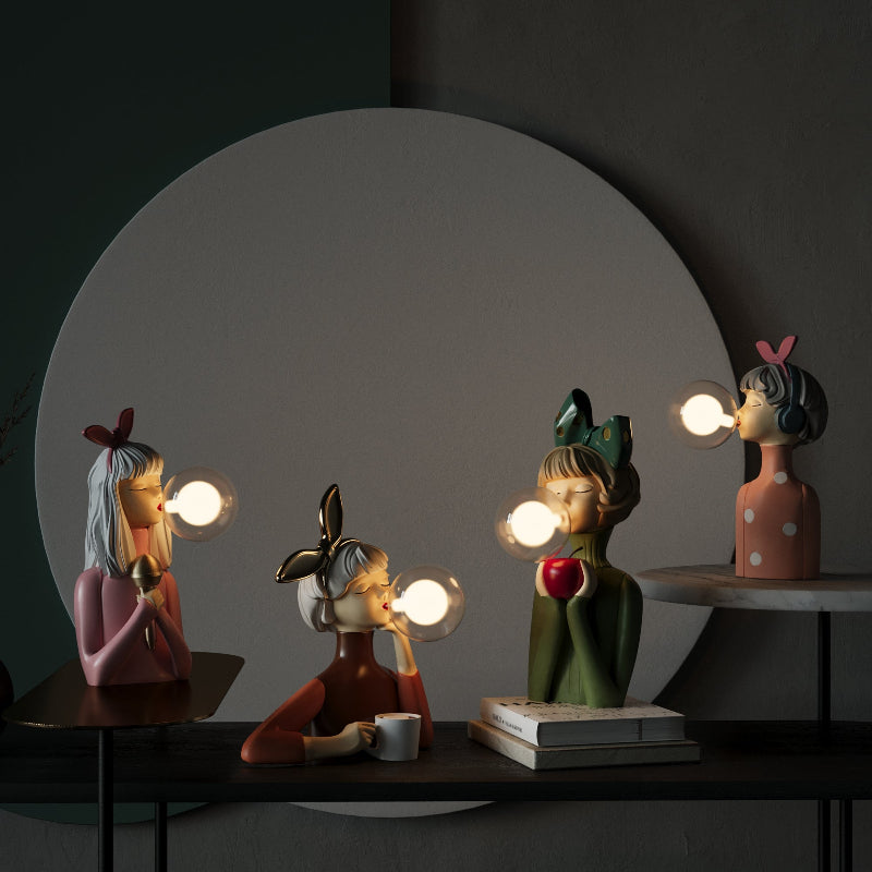 Artisan-style table lamp with handcrafted wood base and textile shade