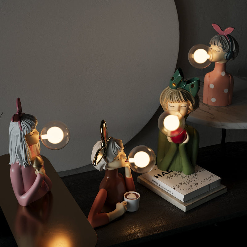 Artisan-style table lamp with handcrafted wood base and textile shade